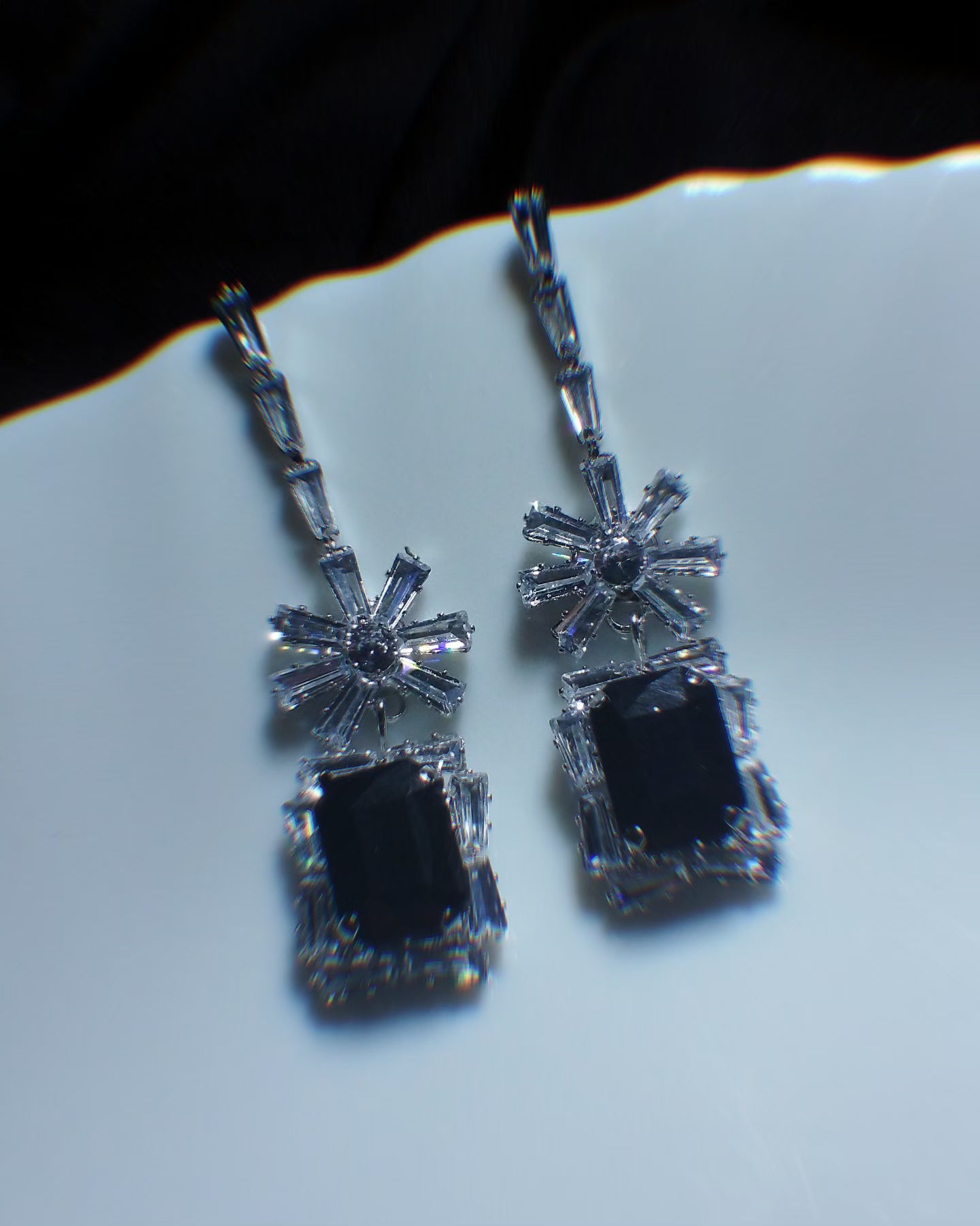 Black Stone Zircon Earrings
