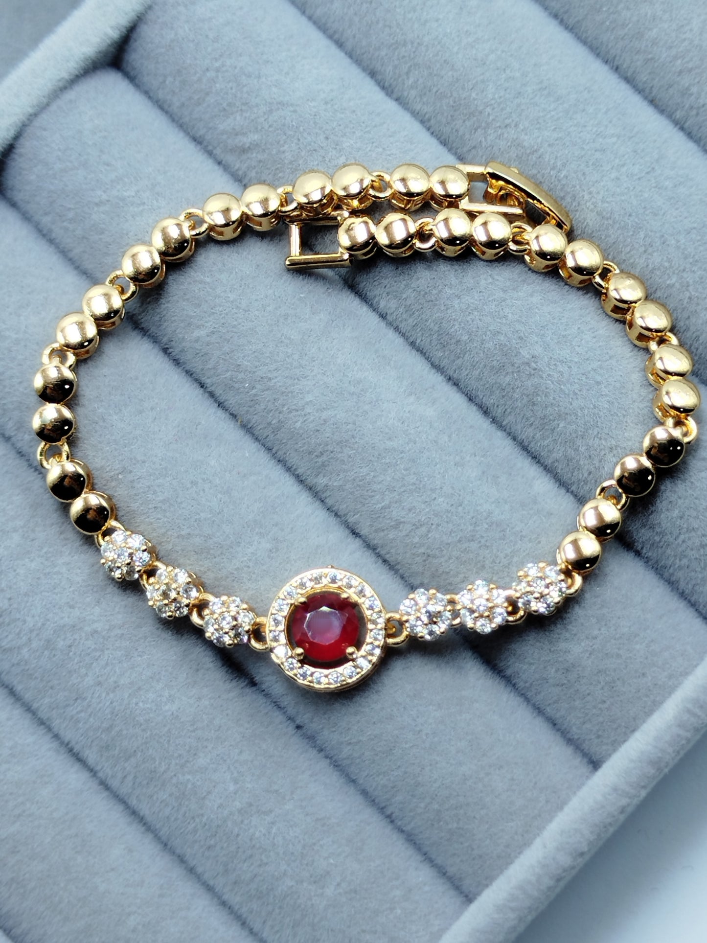 Golden Red Stone Bracelet