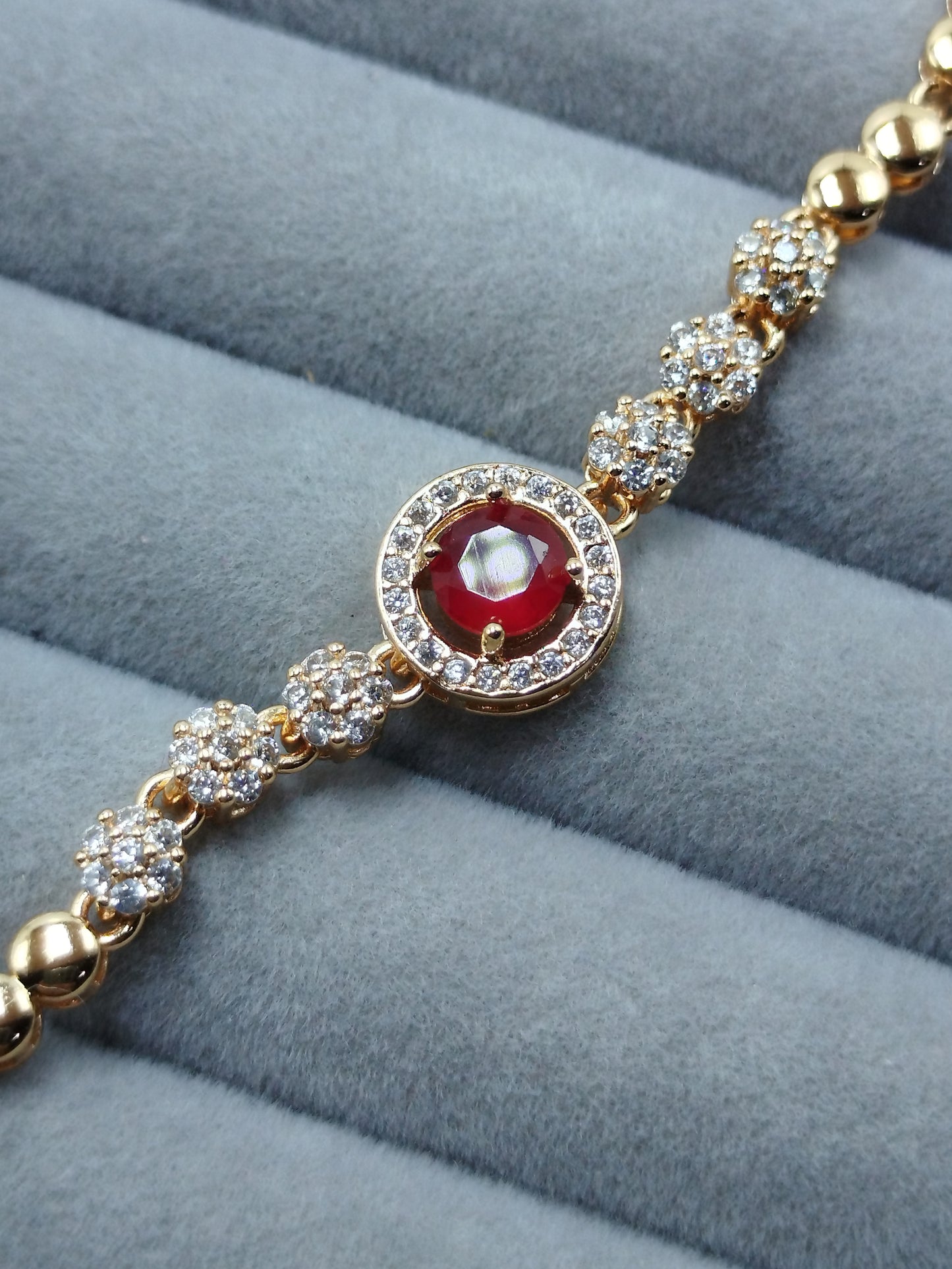 Golden Red Stone Bracelet