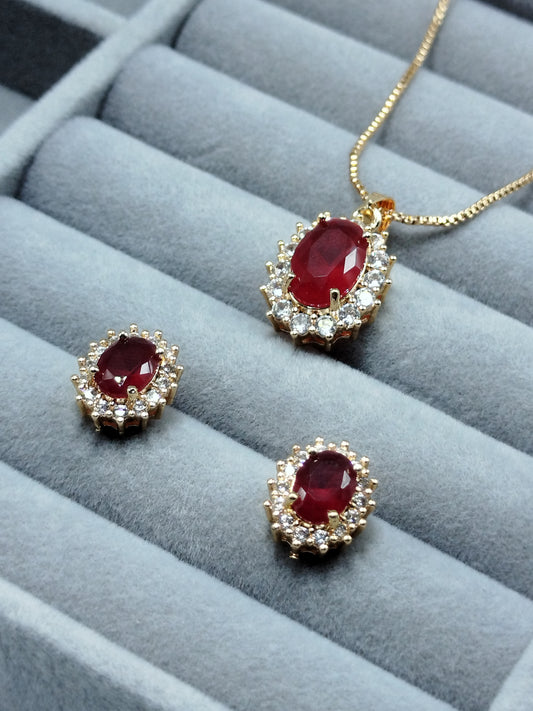 Red Stone Necklace Set