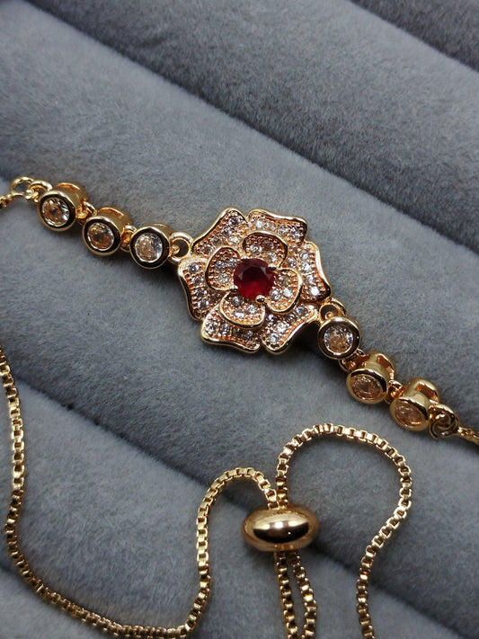 Red Stone Flower Bracelet