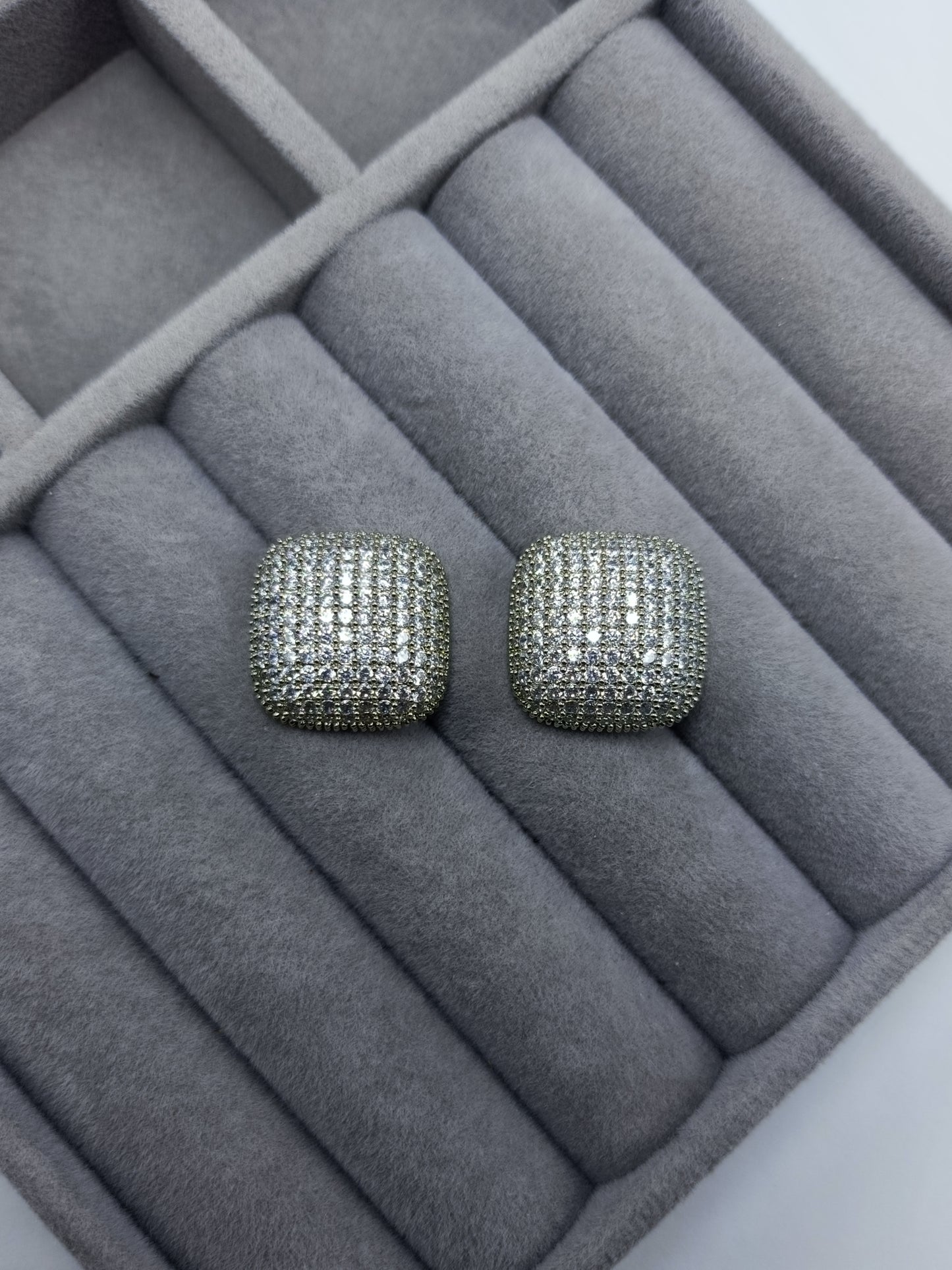 Square Diamond Hoops Earrings