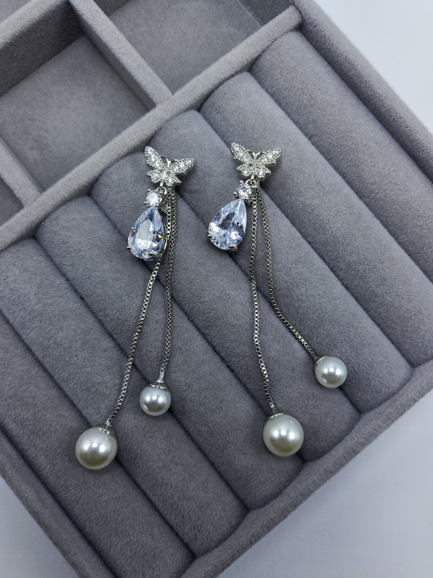 Butterfly Pearl Tassel Earrings