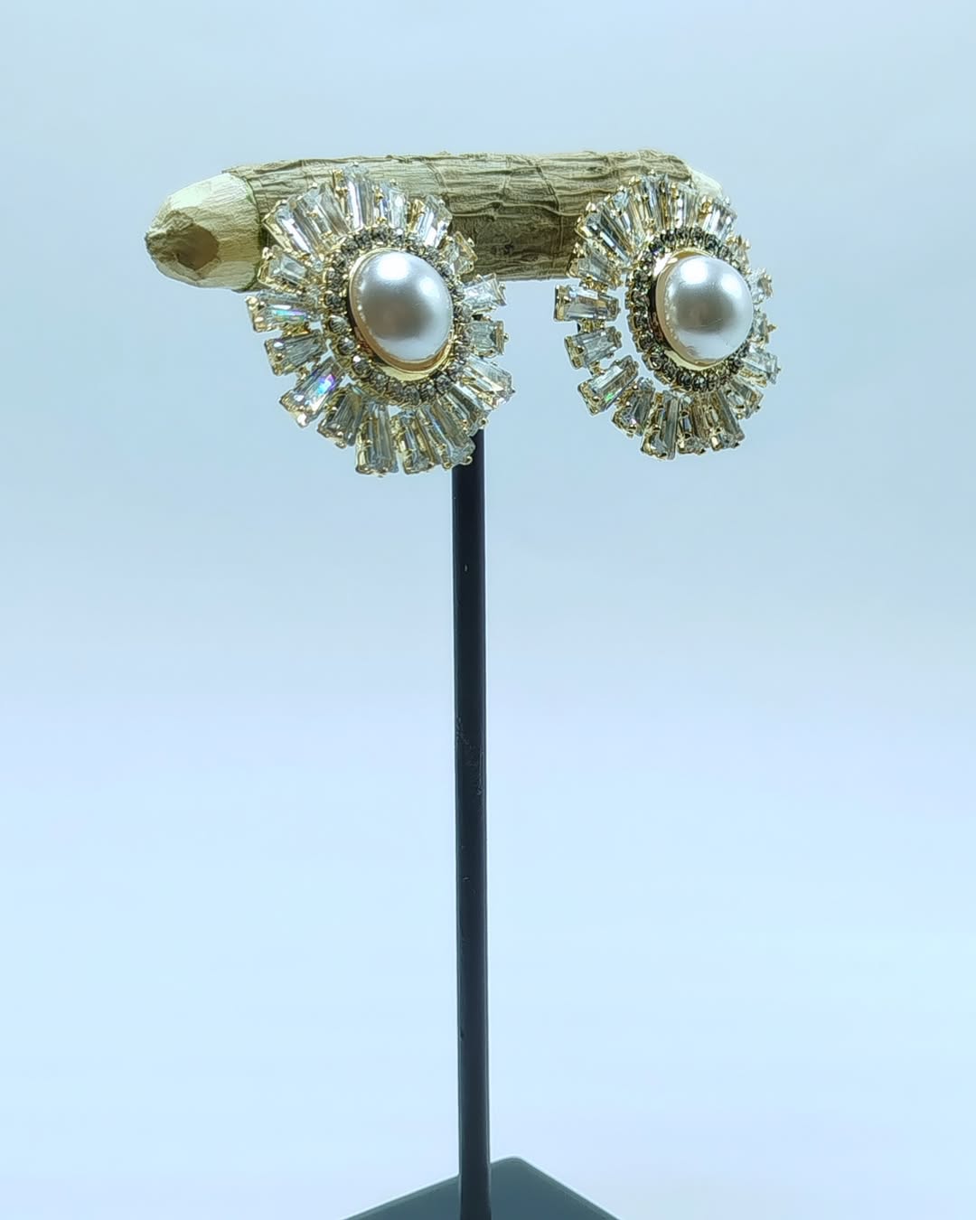 Crystal Flower Pearl Earrings