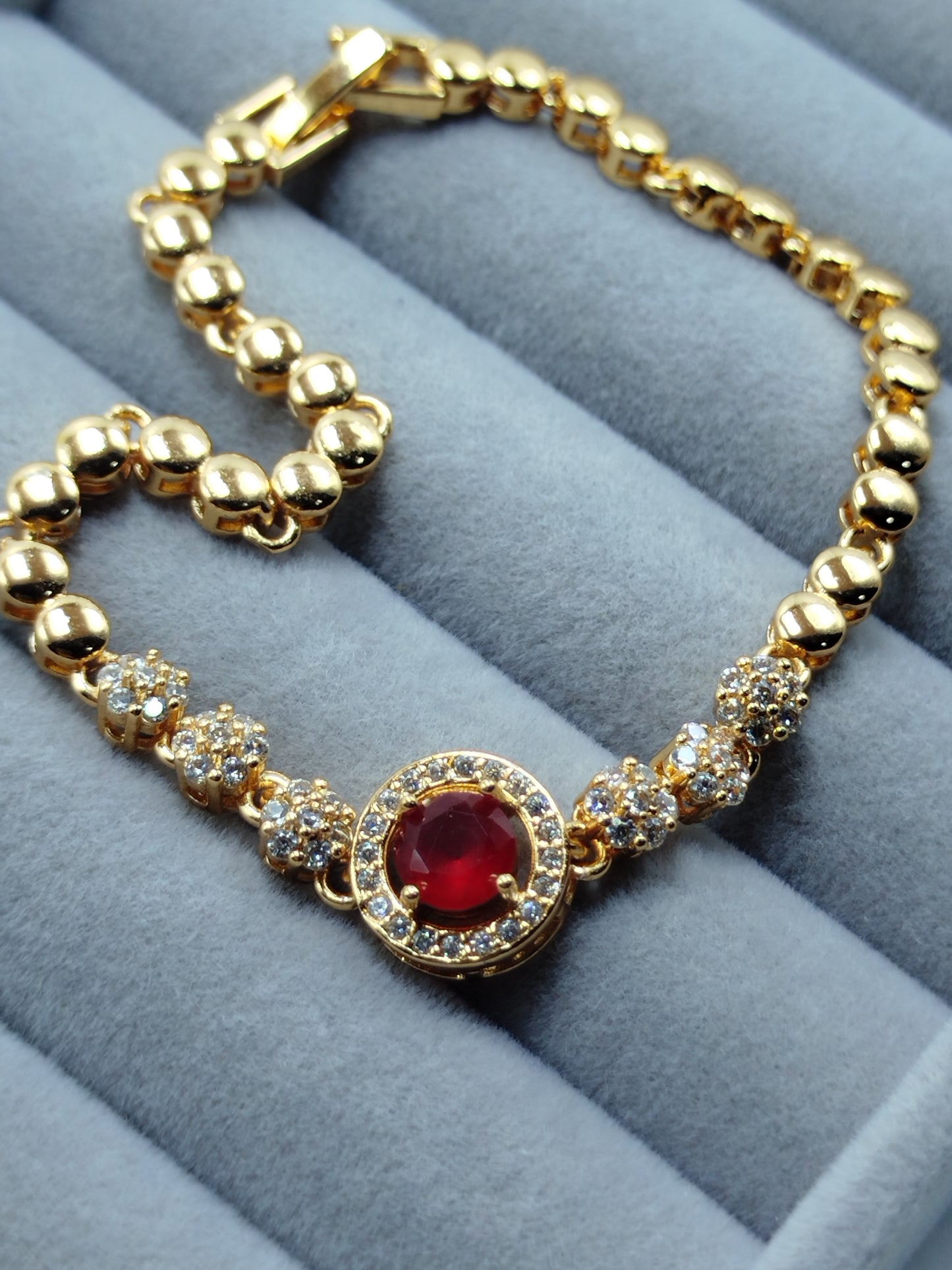 Golden Red Stone Bracelet