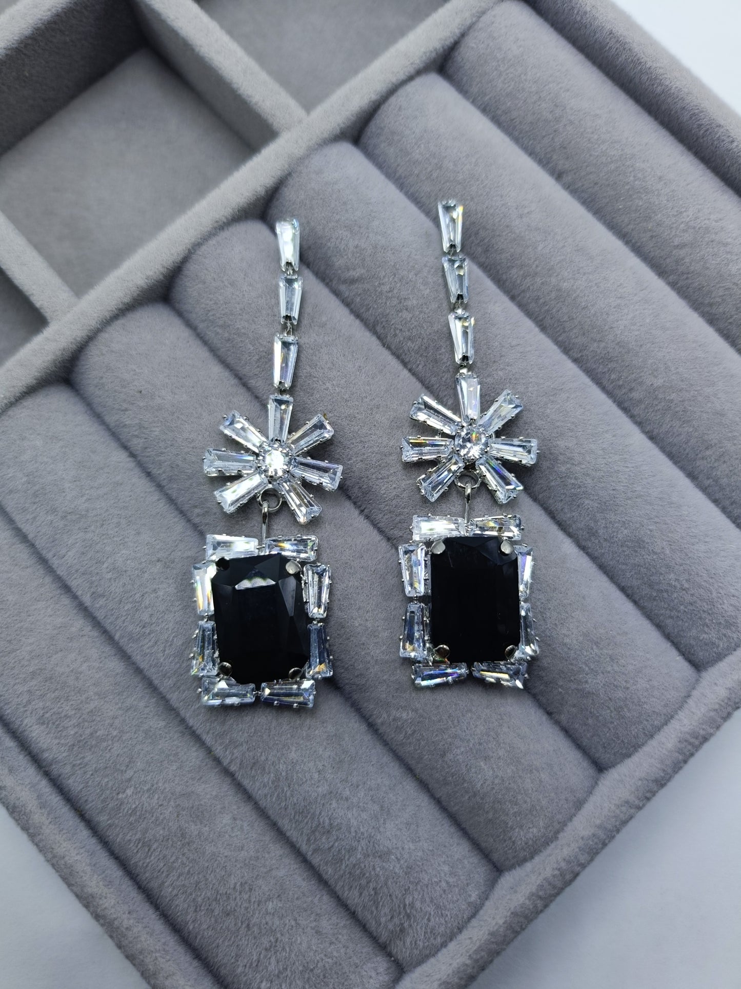 Black Stone Zircon Earrings
