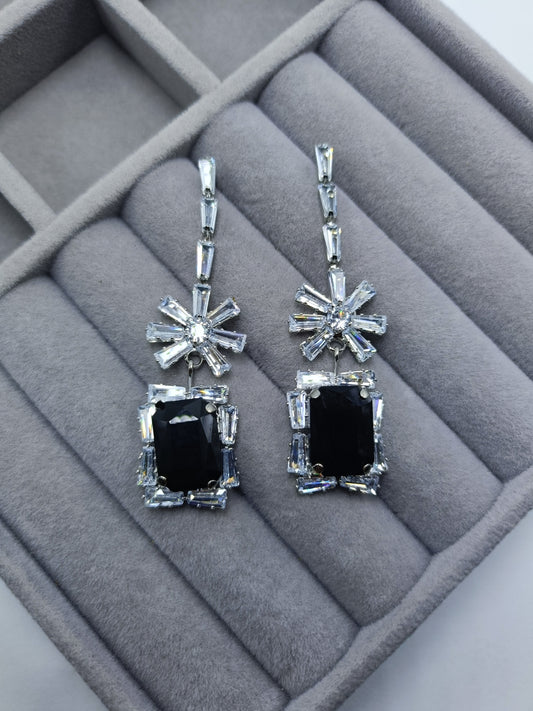 Black Stone Zircon Earrings